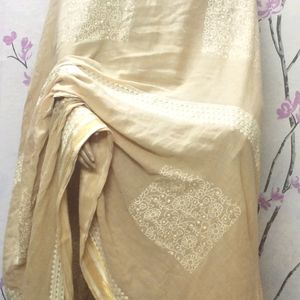 Dupatta painting cotton cream high quality fabric