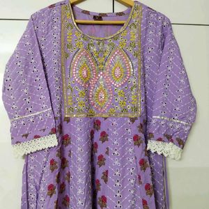 NewUnused Purecotton Schiffli Heavy Anarkali Suit