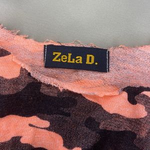 Zela D Neon Camouflage Print Crop Top