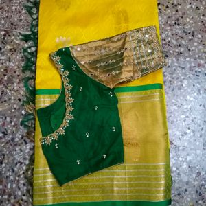 Golden Yellow Uppada  Pattu Saree One Time Used