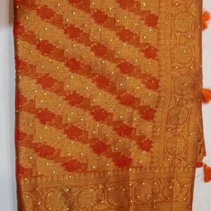 Orange Silk Sari