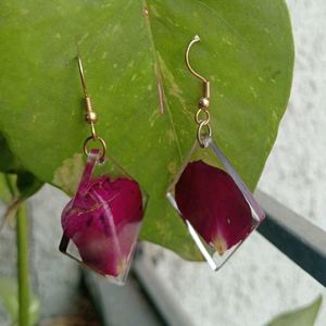 Resin Rose Earrings