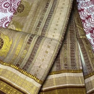 Bomkai Saree In Cream N Brown Border