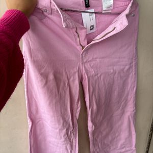 High Waist Trouser/Jeans For Women - Baby Pink