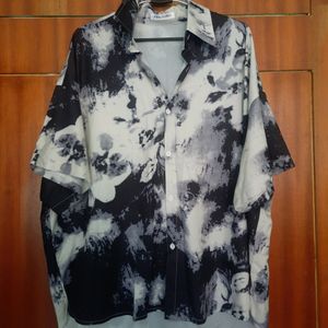 Unisex Tie Dye Oversized Shirt Black, White N G