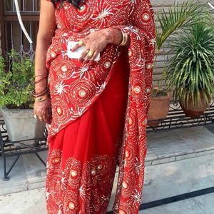 Maroon Heavy Party Wear Saree