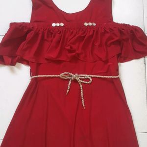 Crimpson Red Coloured Off Shoulder Party Wear ❤.. With Free Cute Gifts ...