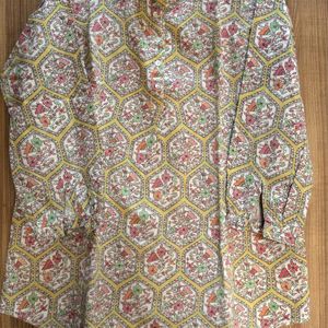 Multicolour Stylish Pattern Chinese Collar Tunic