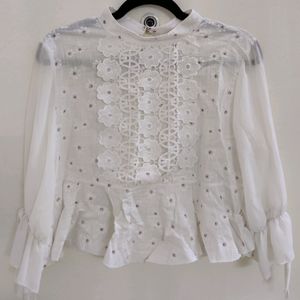 White Korean Top With Lace