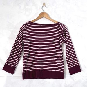 Maroon Striped Ribbed Top (Women)