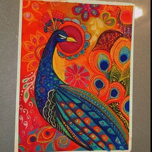 Beautiful Peacock Folk Art Painting