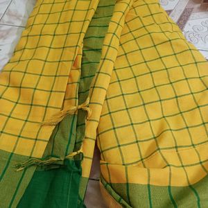 Cotton Yellow Saree