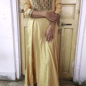 Cream Rounded Long Kurti