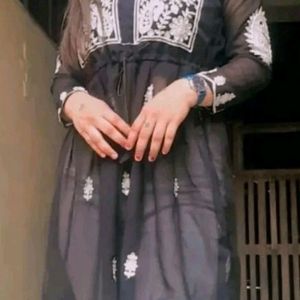 Black With White Printed Kurti