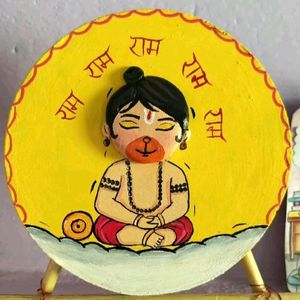 Hanuman Ji Realistic Clay Painting With Stand