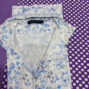 SALE🔥🔥🔥🔥🔥🔥Blue Flower Print Shirt For Men