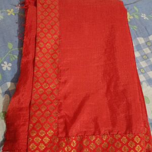 Red Saree With Blouse Piece