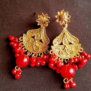 Fancy Red Colour Earring