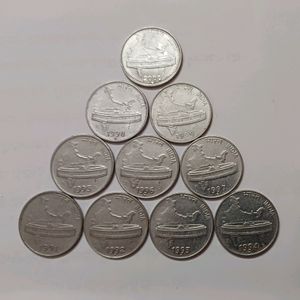 Ten 50paise Coins