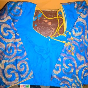 Cobalt Blue Chanderi Blouse For Women.