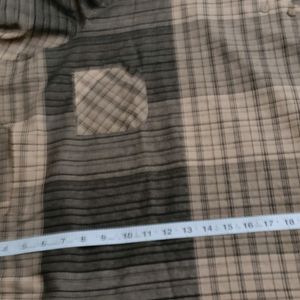 Women Beige Grey Checks Regular Fit Top