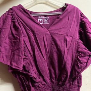 Purple crop fitted top