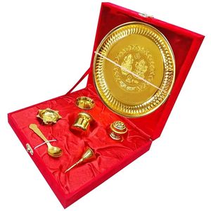 GigaMart Premium Gold Plated Pooja Thali Set of 7