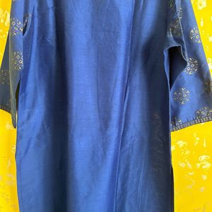 Chanderi Cotton Blue Kurta