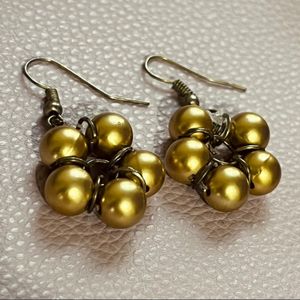 Handmade Golden Pearl Earrings