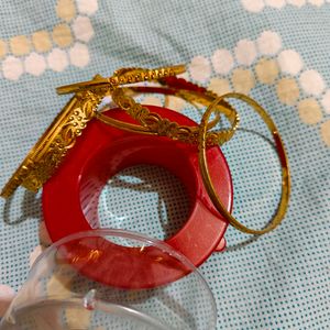 Imitation Gold Bangles And Plazo Set