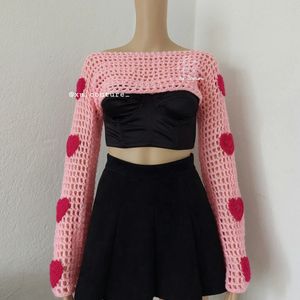 Crochet Pink Herzen Bolero 💓