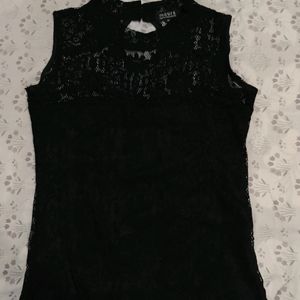 Black Net Sleeveless Top