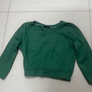 Green full sleeved crop top, comfy and stylish