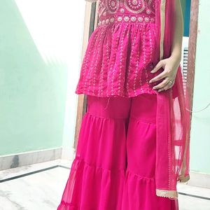 Dark Pink Colour Kurta & Sharara Set ❣️