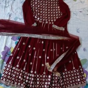 New Maroon Long Lehnga Choli Gown