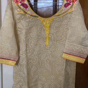 Beige Kurta With Designer Pants