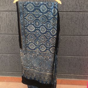 BLUE Modal Silk AJRAKH Stole