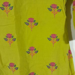 Florescent Green Printed Kurta (Women's)