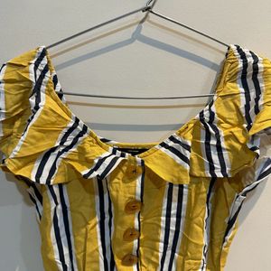 Yellow Stripe Dress With Belt