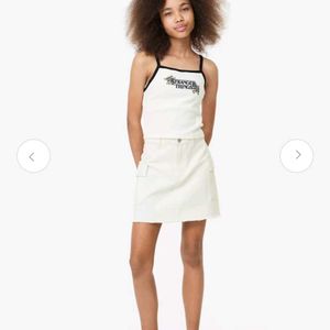 H&M StangerThings Collab White Rib Fitted Tank Top