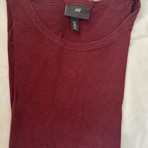 H&M Boys Half Sleeves Burgandy T Shirt Small