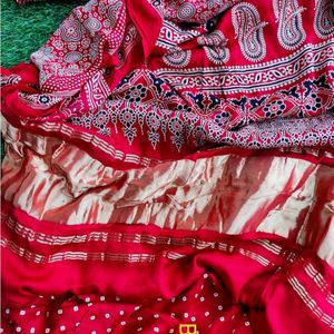 New Without Tag- Ajrakh Print Modal Silk Saree