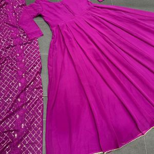 BEAUTIFUL PURPLE COLOUR GOWN WITH DUPATTA COMBO