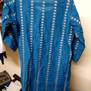 Elegant and Fresh Blue Kurta With Golden Heart