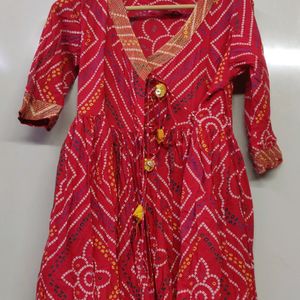 ❤️ ANUBHUTEE RED BANDHEJ PRINT KURTA SET