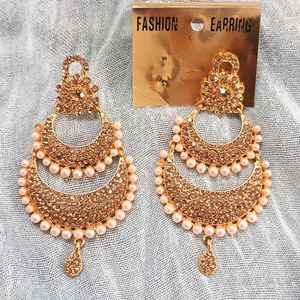 Rose Gold Earrings With Pink Pearl