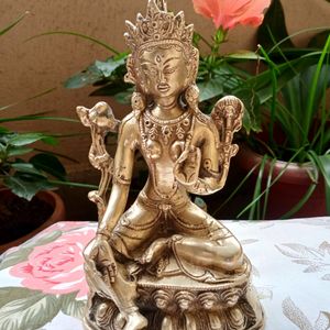 Brass Statue Tara - 1.5 Kgs, 8 Inches Tall