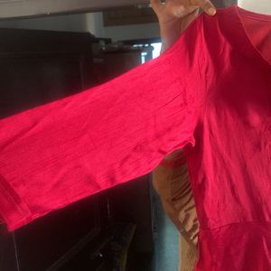 Red Long Anarkali Kurti