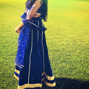 Gorgeous Royal Blue Lehenga With Pretty Net Dupatt