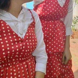 Beautiful Red Frock With White Shirt Inner